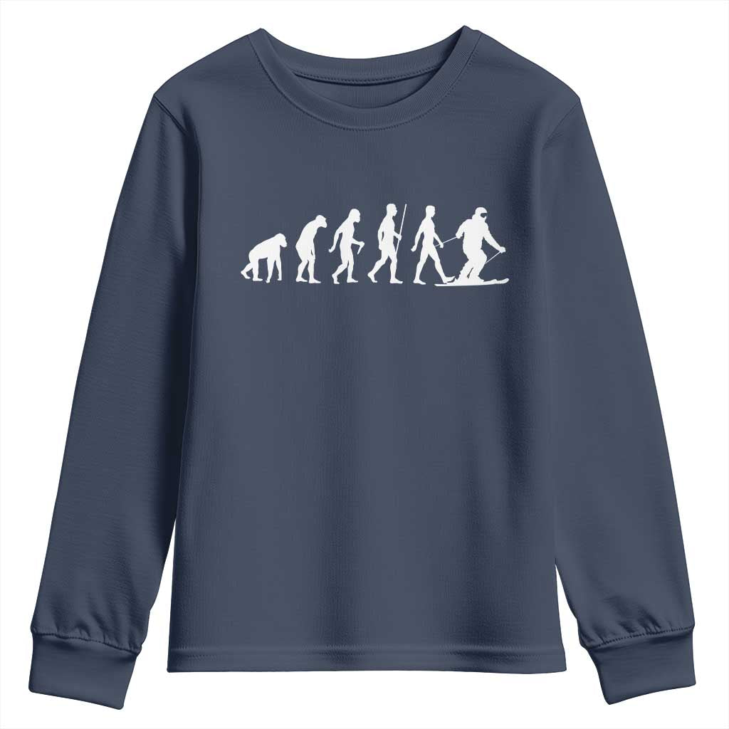 Ski Evolution Youth Sweatshirt Funny Skiing Lover Skiers - Wonder Print Shop