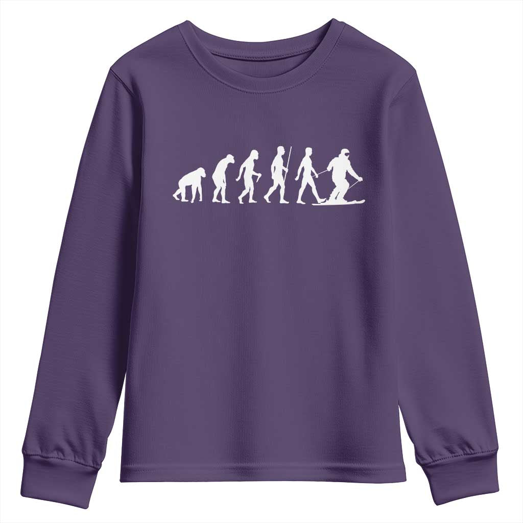 Ski Evolution Youth Sweatshirt Funny Skiing Lover Skiers - Wonder Print Shop
