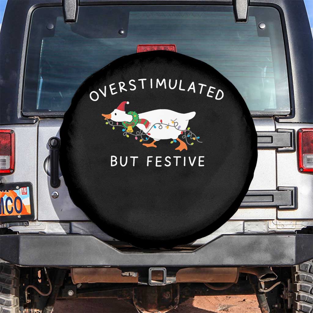 Overstimulated But Festive Goose Christmas Spare Tire Cover Funny Holiday Meme - Wonder Print Shop