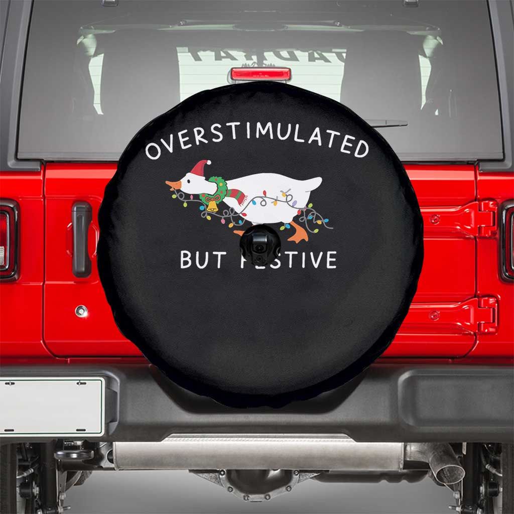 Overstimulated But Festive Goose Christmas Spare Tire Cover Funny Holiday Meme - Wonder Print Shop