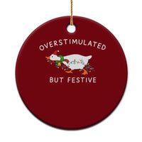 Overstimulated But Festive Goose Christmas Ceramic Ornament Funny Holiday Meme - Wonder Print Shop