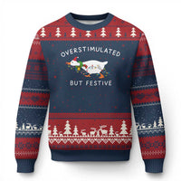 Overstimulated But Festive Goose Xmas Ugly Christmas Sweater Funny Holiday Meme - Wonder Print Shop