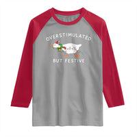 Overstimulated But Festive Goose Christmas Raglan Shirt Funny Holiday Meme - Wonder Print Shop