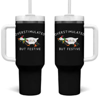 Overstimulated But Festive Goose Christmas Tumbler With Handle Funny Holiday Meme - Wonder Print Shop