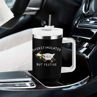 Overstimulated But Festive Goose Christmas Tumbler With Handle Funny Holiday Meme - Wonder Print Shop