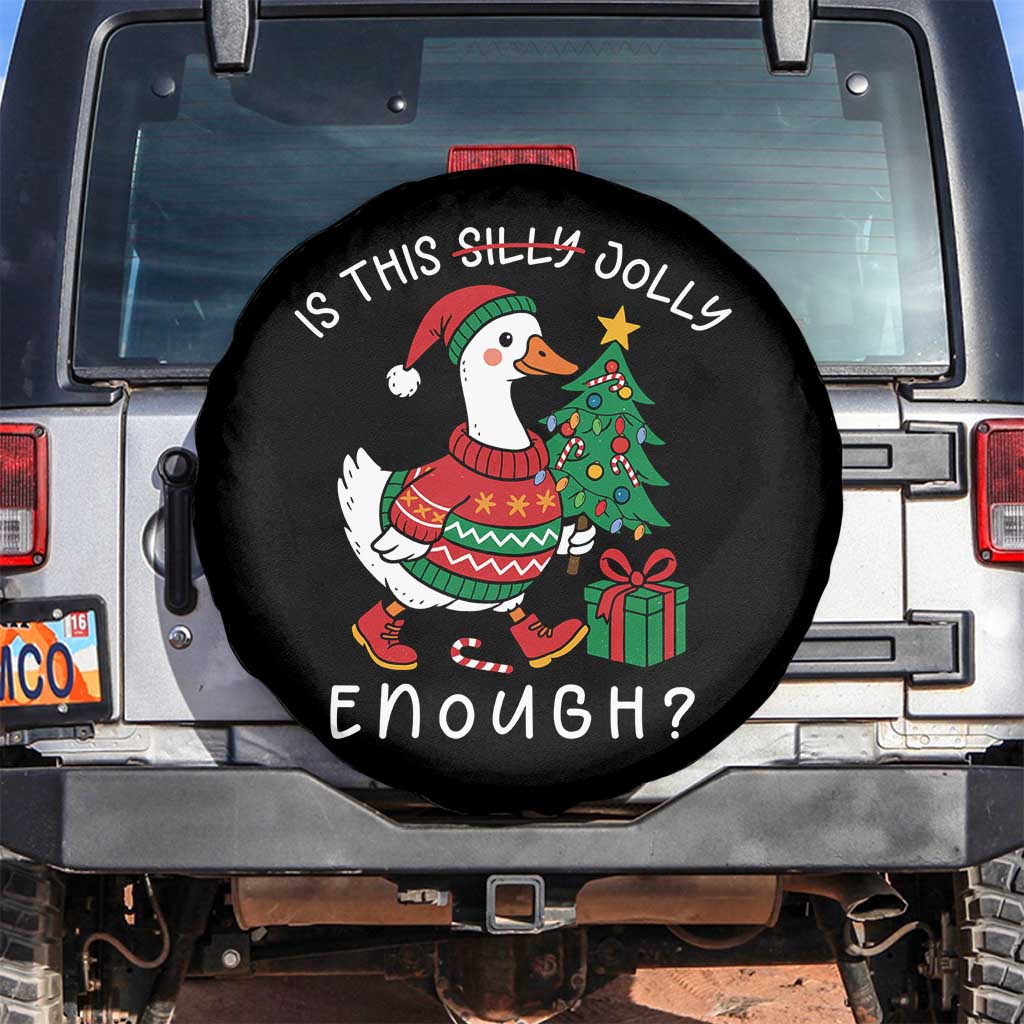 Funny Goose Christmas Spare Tire Cover Is This Jolly Enough Cute Xmas Duck - Wonder Print Shop