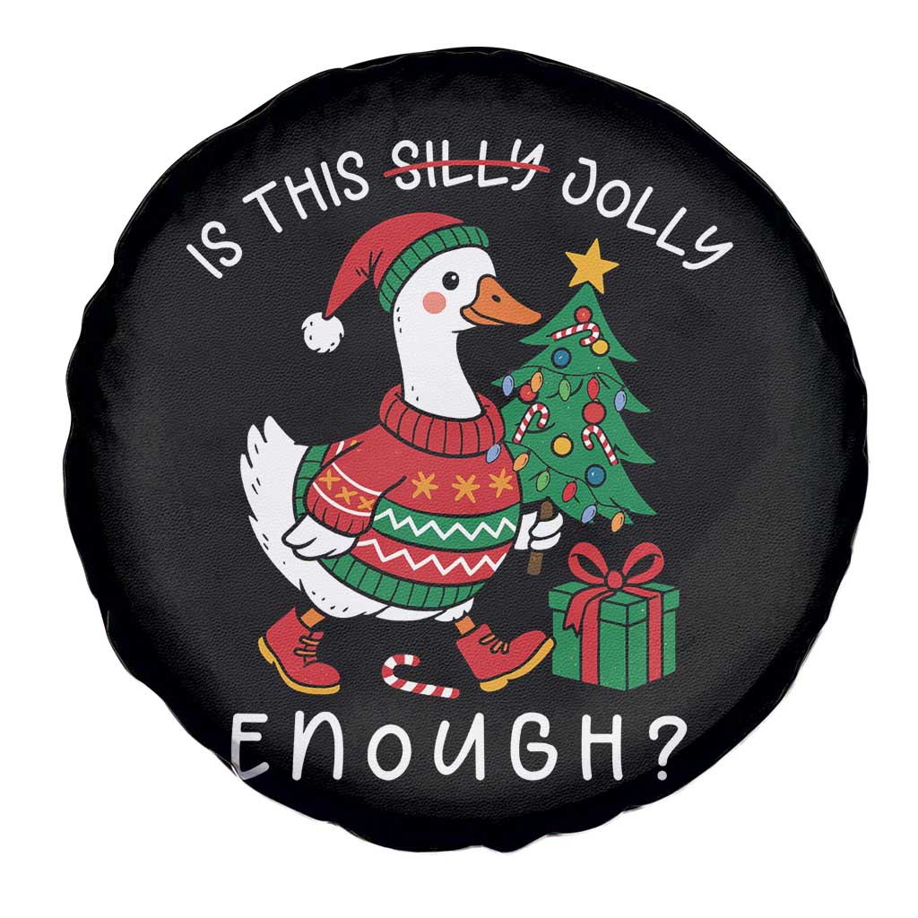 Funny Goose Christmas Spare Tire Cover Is This Jolly Enough Cute Xmas Duck - Wonder Print Shop