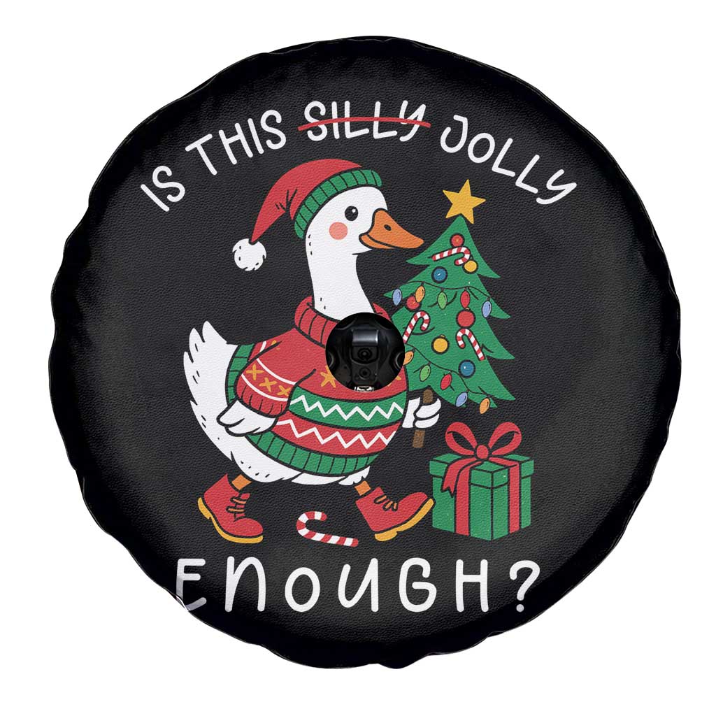 Funny Goose Christmas Spare Tire Cover Is This Jolly Enough Cute Xmas Duck - Wonder Print Shop