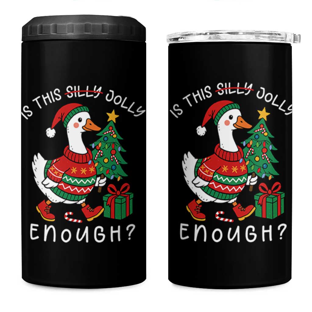 Funny Goose Christmas 4 in 1 Can Cooler Tumbler Is This Jolly Enough Cute Xmas Duck - Wonder Print Shop