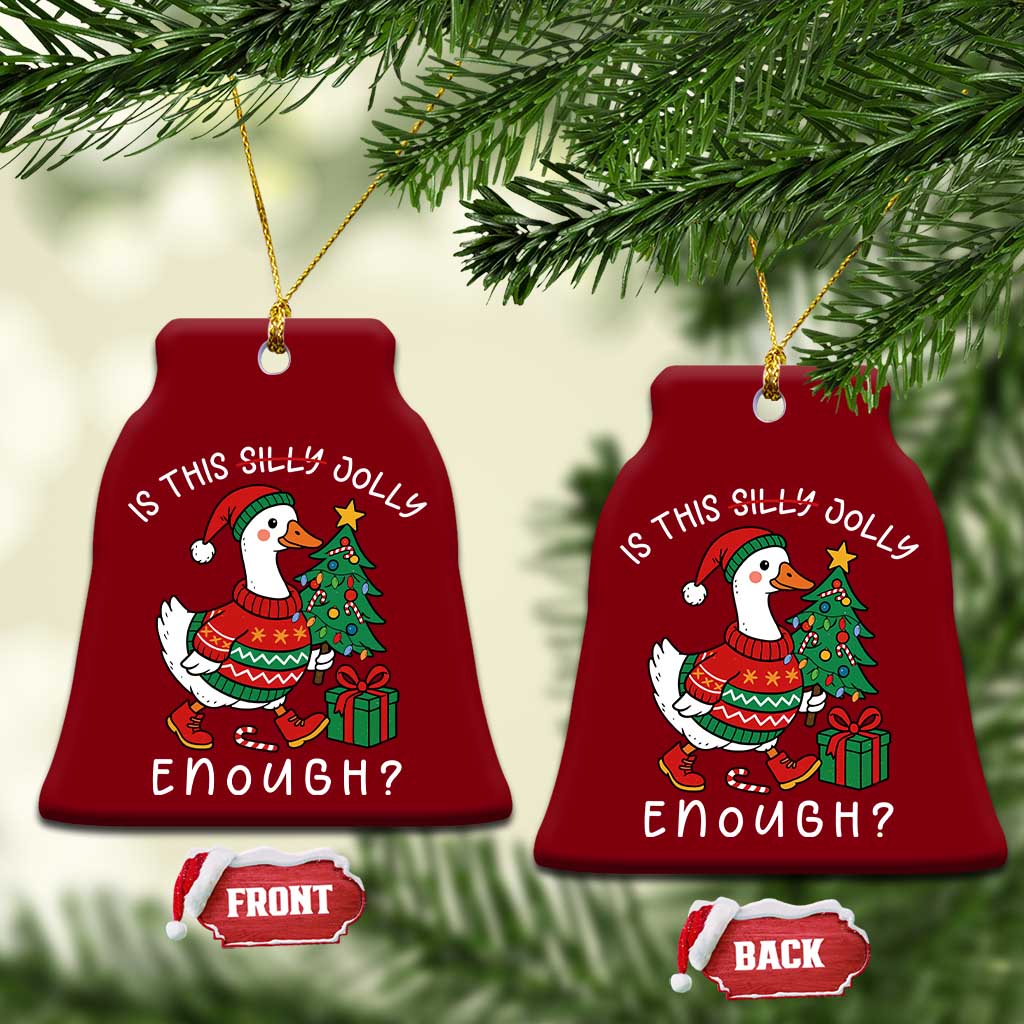 Funny Goose Christmas Ceramic Ornament Is This Jolly Enough Cute Xmas Duck - Wonder Print Shop