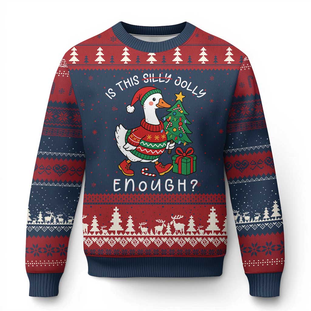 Funny Goose Xmas Ugly Christmas Sweater Is This Jolly Enough Cute Xmas Duck - Wonder Print Shop