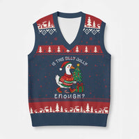 Funny Goose Xmas V-Neck Knit Sweater Vest Is This Jolly Enough Cute Xmas Duck - Wonder Print Shop