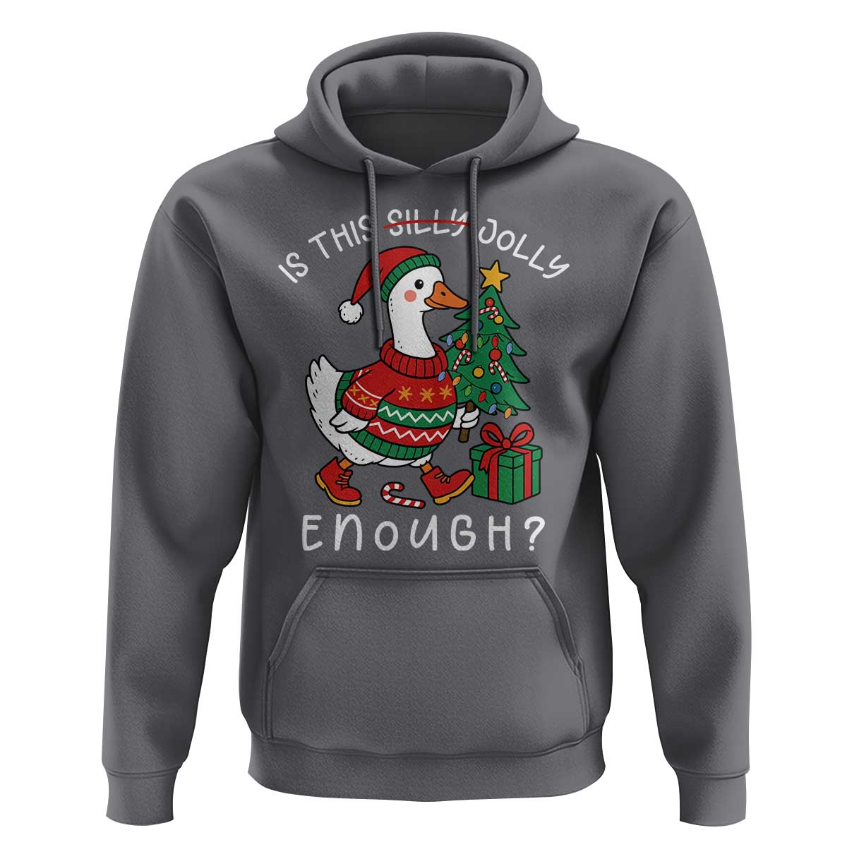 Funny Goose Christmas Hoodie Is This Jolly Enough Cute Xmas Duck - Wonder Print Shop