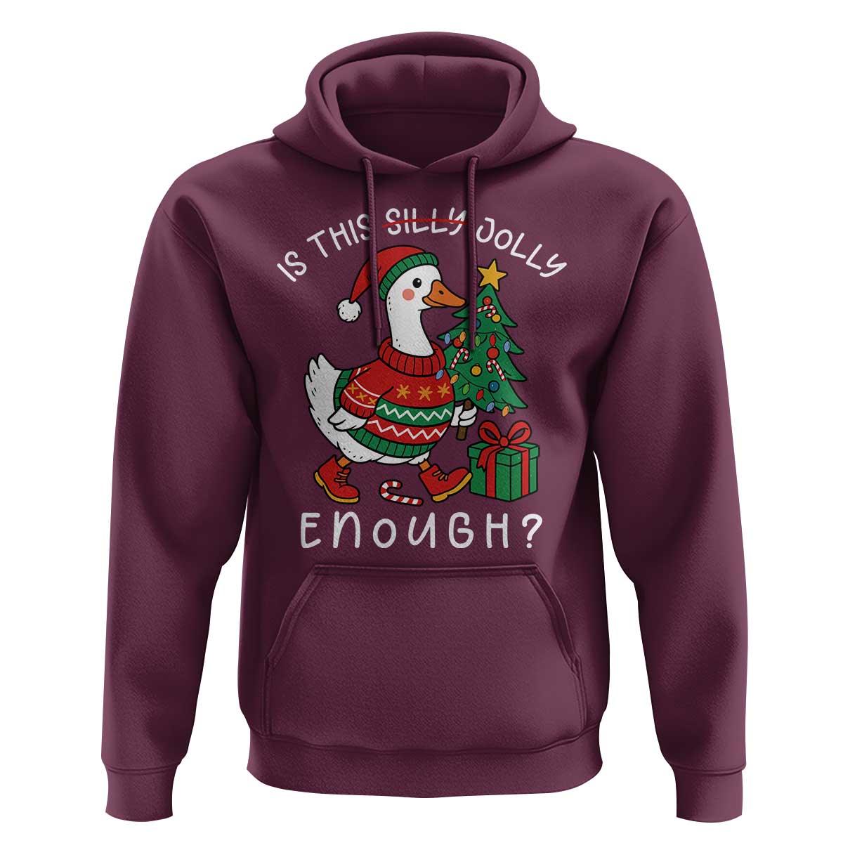 Funny Goose Christmas Hoodie Is This Jolly Enough Cute Xmas Duck - Wonder Print Shop