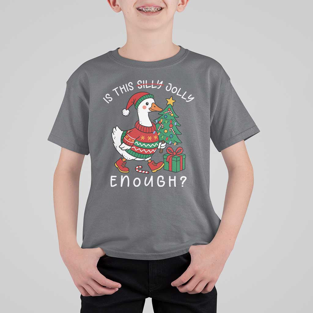 Funny Goose Christmas T Shirt For Kid Is This Jolly Enough Cute Xmas Duck - Wonder Print Shop