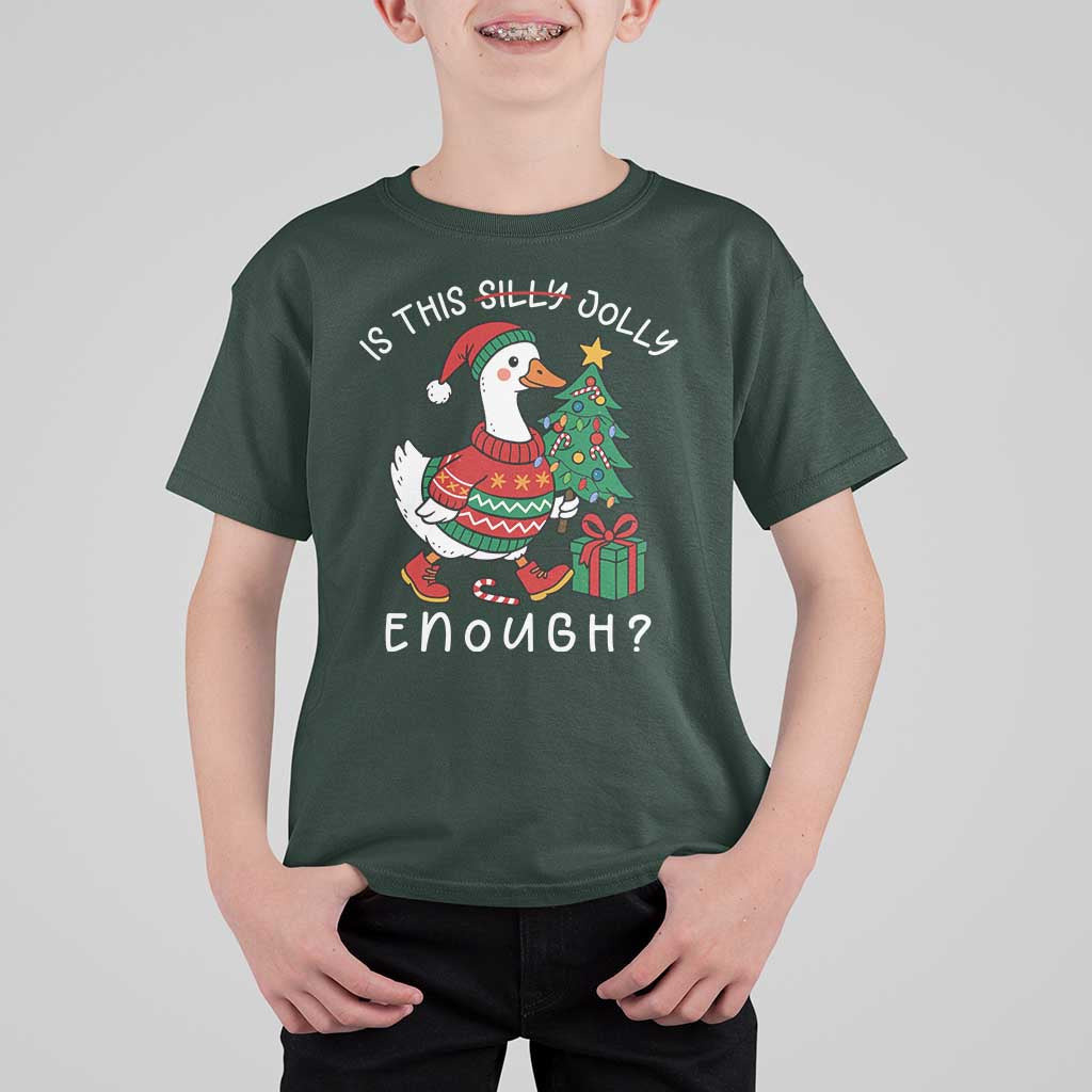Funny Goose Christmas T Shirt For Kid Is This Jolly Enough Cute Xmas Duck - Wonder Print Shop