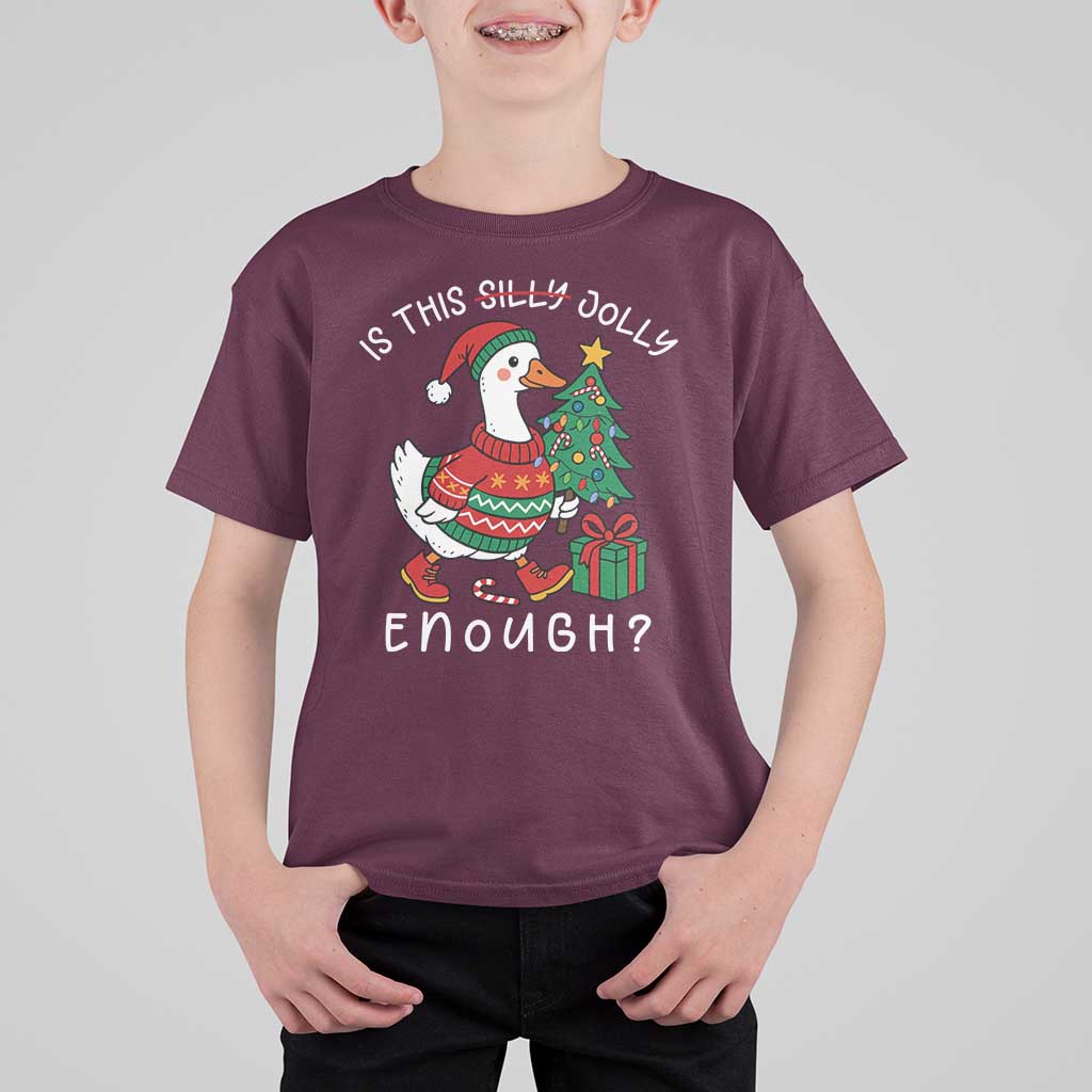 Funny Goose Christmas T Shirt For Kid Is This Jolly Enough Cute Xmas Duck - Wonder Print Shop