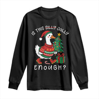 Funny Goose Christmas Long Sleeve Shirt Is This Jolly Enough Cute Xmas Duck - Wonder Print Shop
