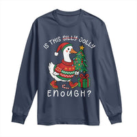 Funny Goose Christmas Long Sleeve Shirt Is This Jolly Enough Cute Xmas Duck - Wonder Print Shop