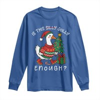 Funny Goose Christmas Long Sleeve Shirt Is This Jolly Enough Cute Xmas Duck - Wonder Print Shop