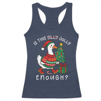 Funny Goose Christmas Racerback Tank Top Is This Jolly Enough Cute Xmas Duck - Wonder Print Shop