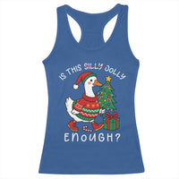 Funny Goose Christmas Racerback Tank Top Is This Jolly Enough Cute Xmas Duck - Wonder Print Shop