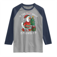Funny Goose Christmas Raglan Shirt Is This Jolly Enough Cute Xmas Duck - Wonder Print Shop