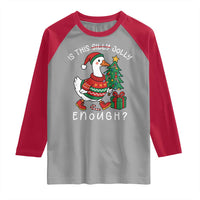 Funny Goose Christmas Raglan Shirt Is This Jolly Enough Cute Xmas Duck - Wonder Print Shop