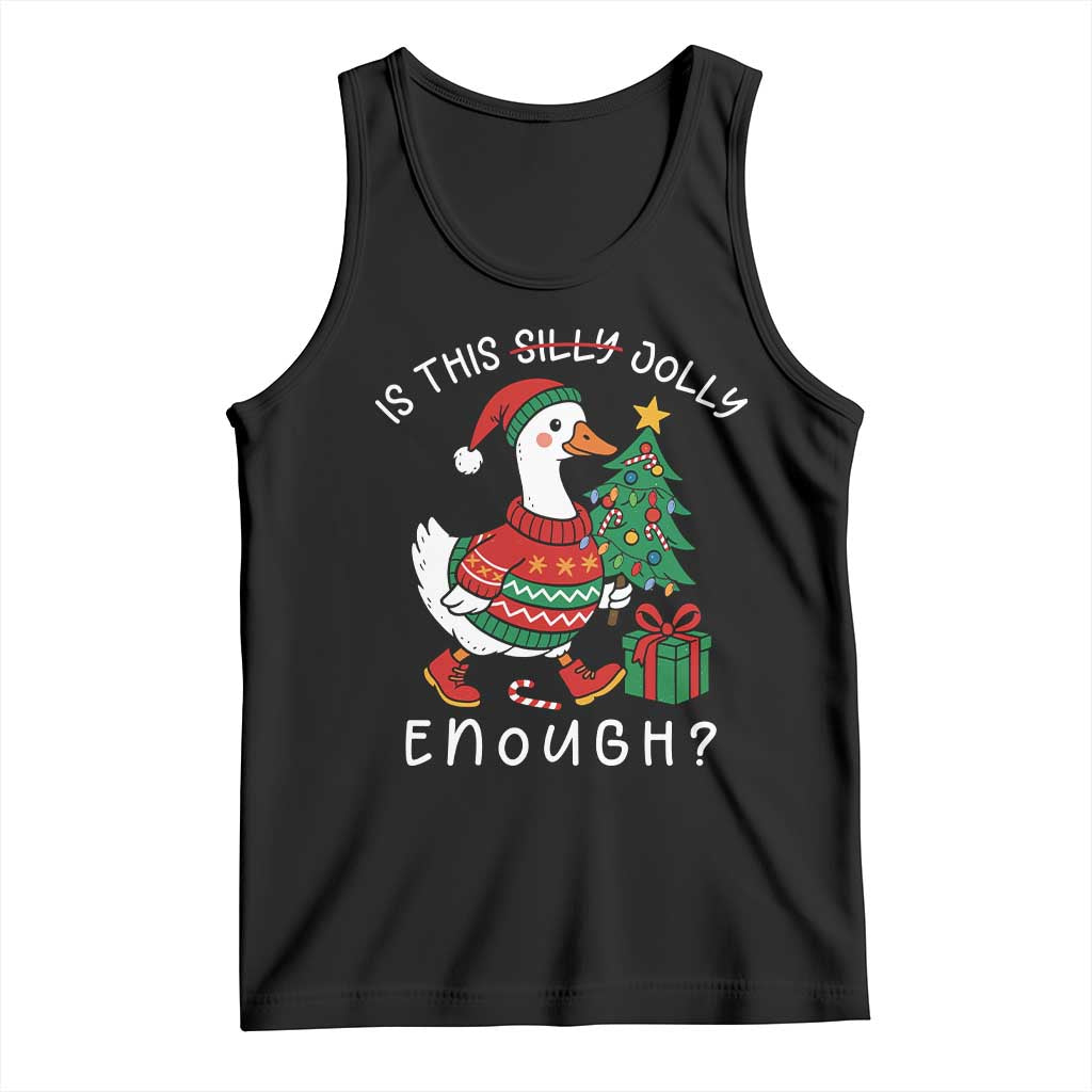 Funny Goose Christmas Tank Top Is This Jolly Enough Cute Xmas Duck - Wonder Print Shop