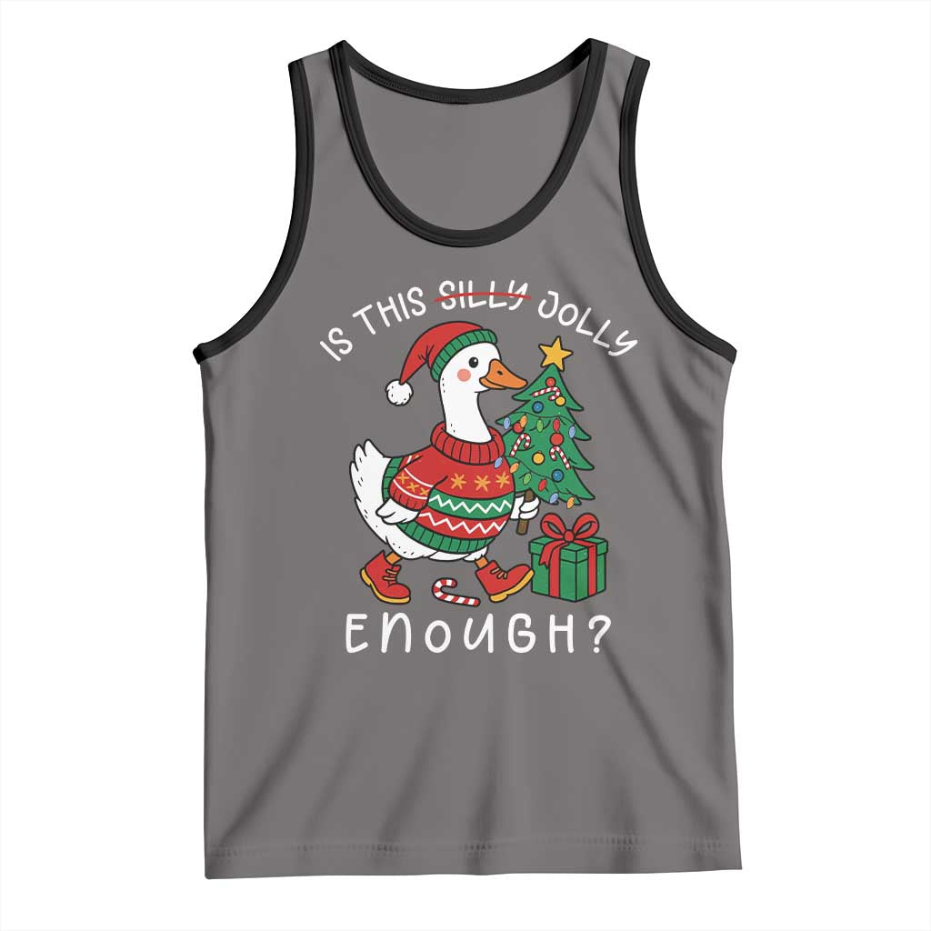 Funny Goose Christmas Tank Top Is This Jolly Enough Cute Xmas Duck - Wonder Print Shop
