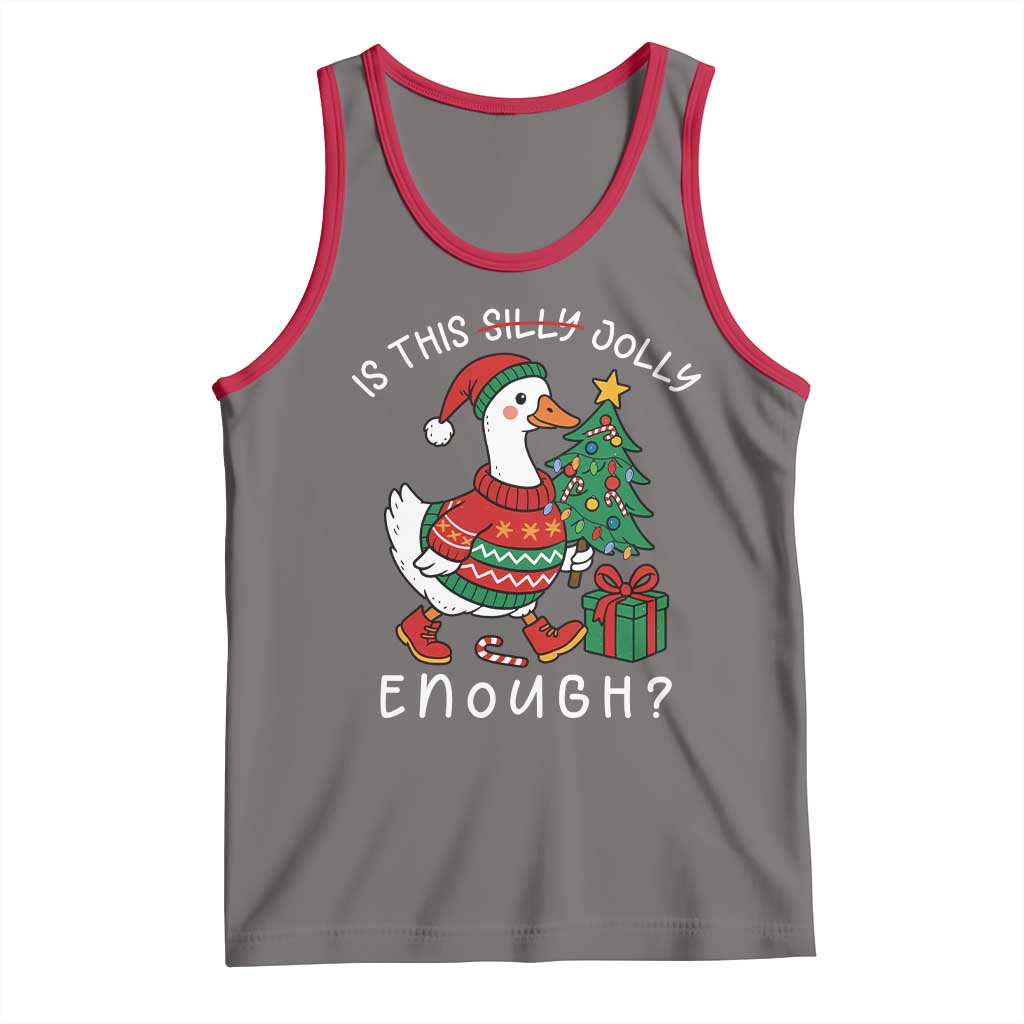 Funny Goose Christmas Tank Top Is This Jolly Enough Cute Xmas Duck - Wonder Print Shop