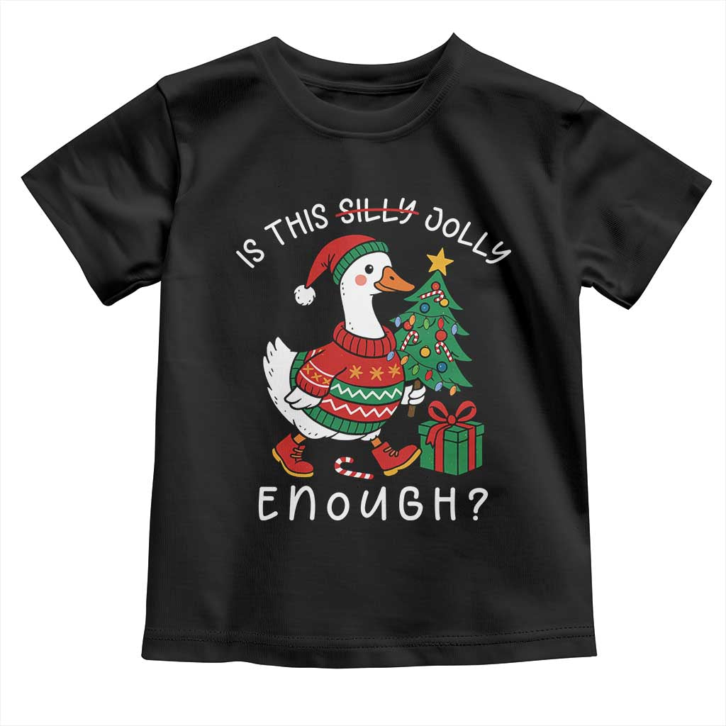 Funny Goose Christmas Toddler T Shirt Is This Jolly Enough Cute Xmas Duck - Wonder Print Shop