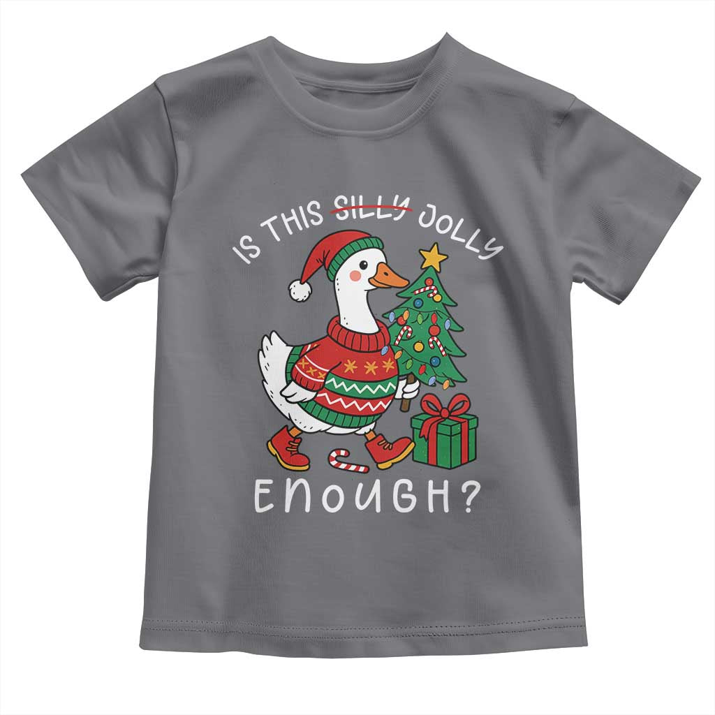 Funny Goose Christmas Toddler T Shirt Is This Jolly Enough Cute Xmas Duck - Wonder Print Shop