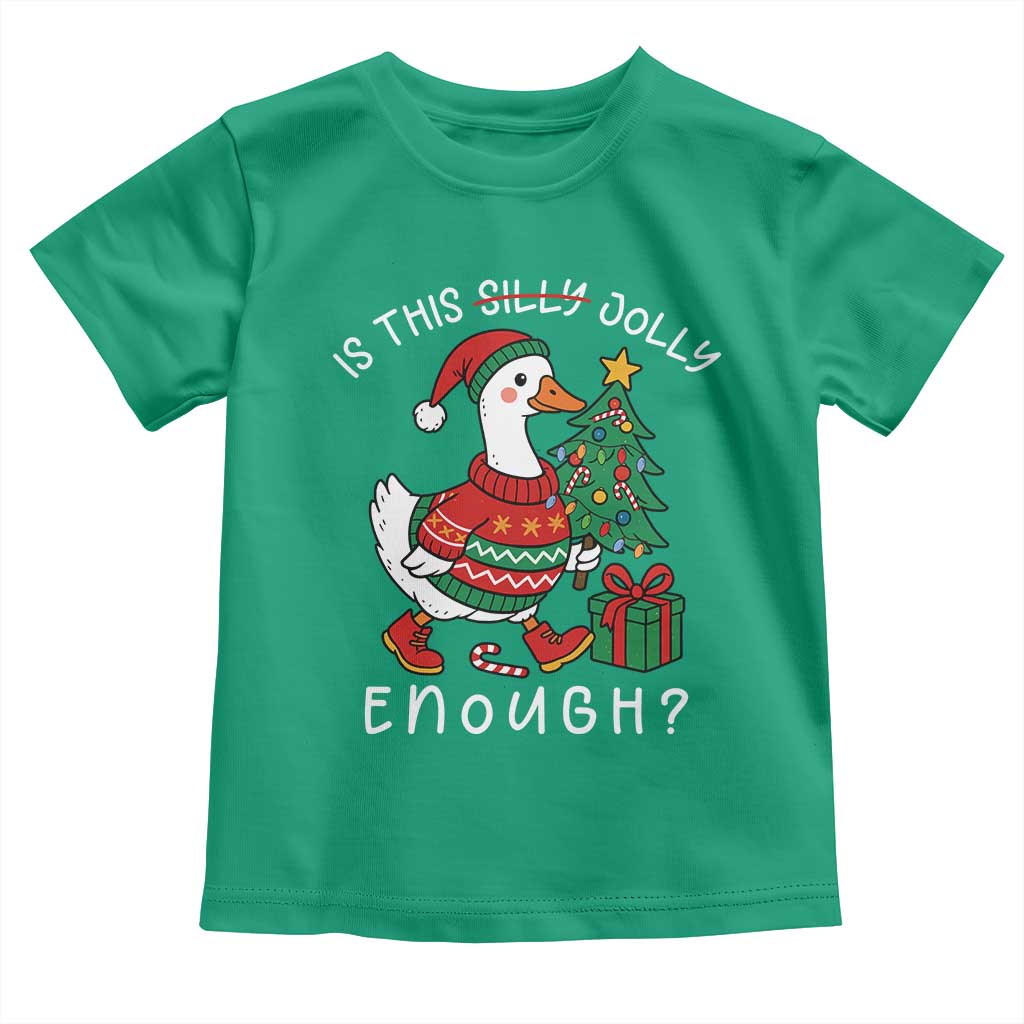 Funny Goose Christmas Toddler T Shirt Is This Jolly Enough Cute Xmas Duck - Wonder Print Shop