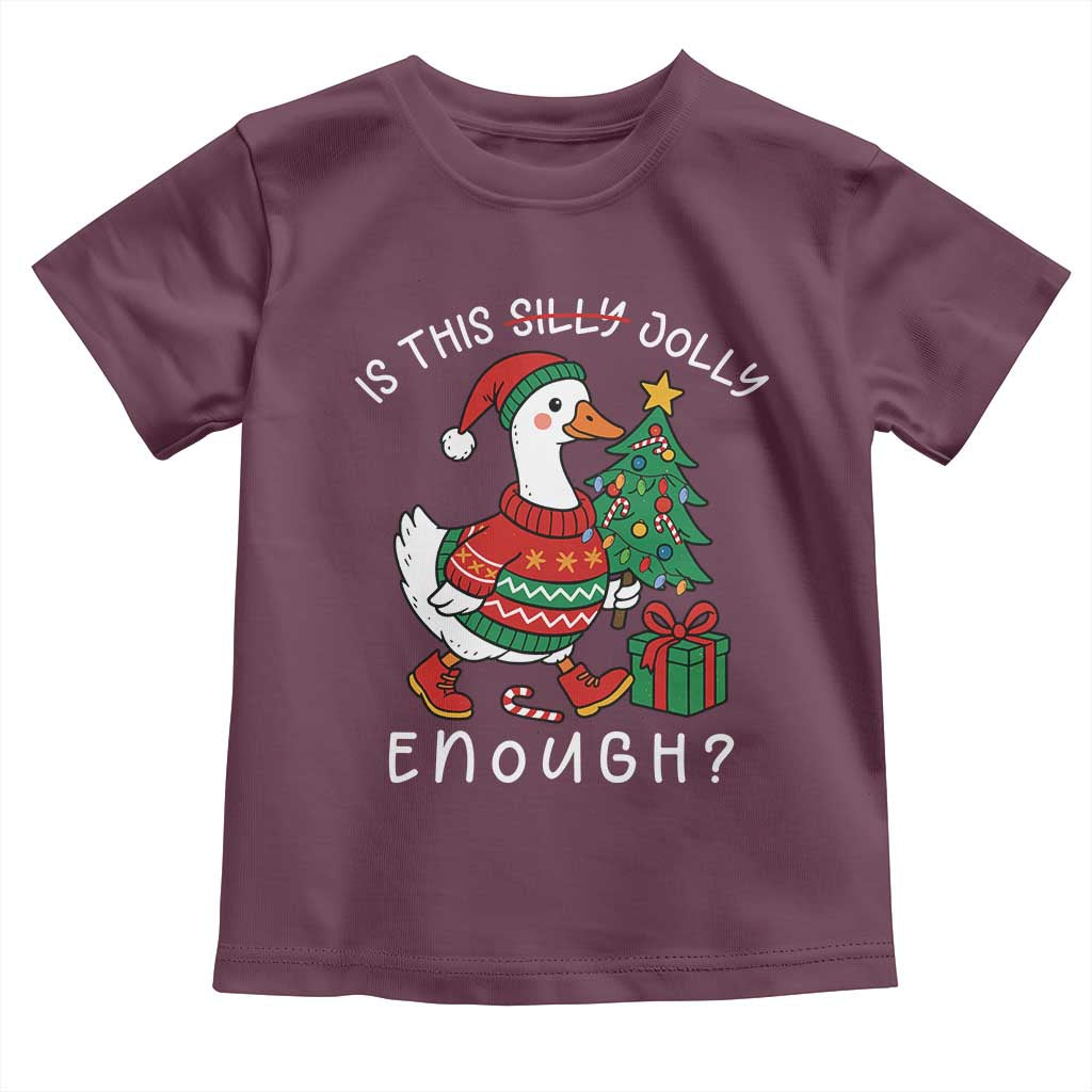 Funny Goose Christmas Toddler T Shirt Is This Jolly Enough Cute Xmas Duck - Wonder Print Shop