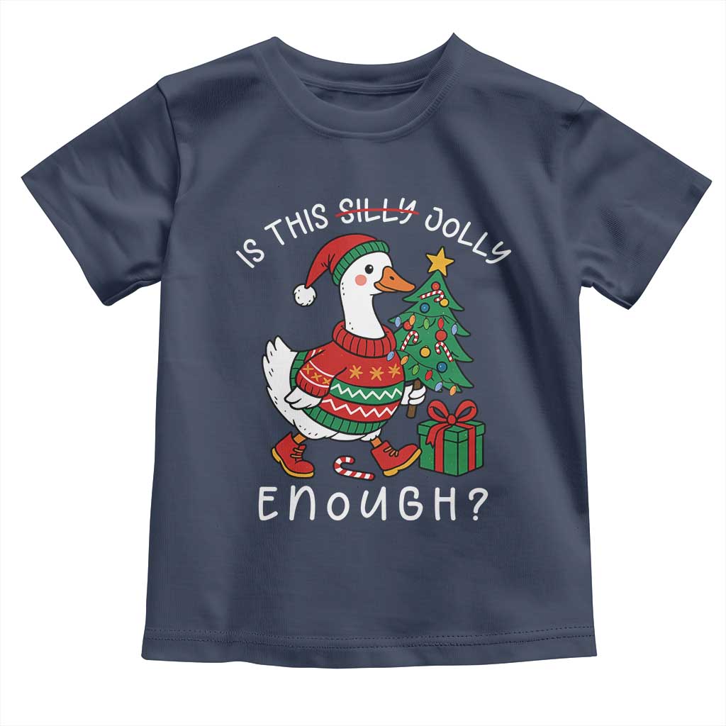 Funny Goose Christmas Toddler T Shirt Is This Jolly Enough Cute Xmas Duck - Wonder Print Shop