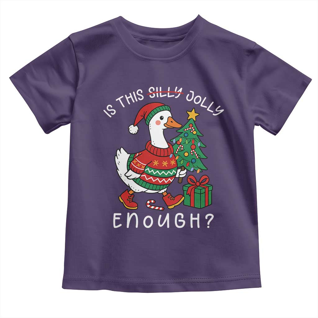 Funny Goose Christmas Toddler T Shirt Is This Jolly Enough Cute Xmas Duck - Wonder Print Shop