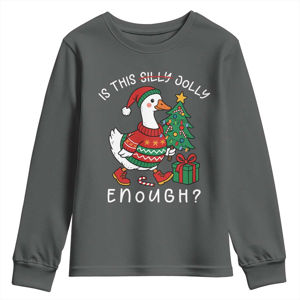 Funny Goose Christmas Youth Sweatshirt Is This Jolly Enough Cute Xmas Duck - Wonder Print Shop