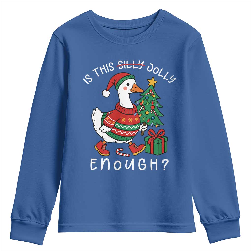 Funny Goose Christmas Youth Sweatshirt Is This Jolly Enough Cute Xmas Duck - Wonder Print Shop