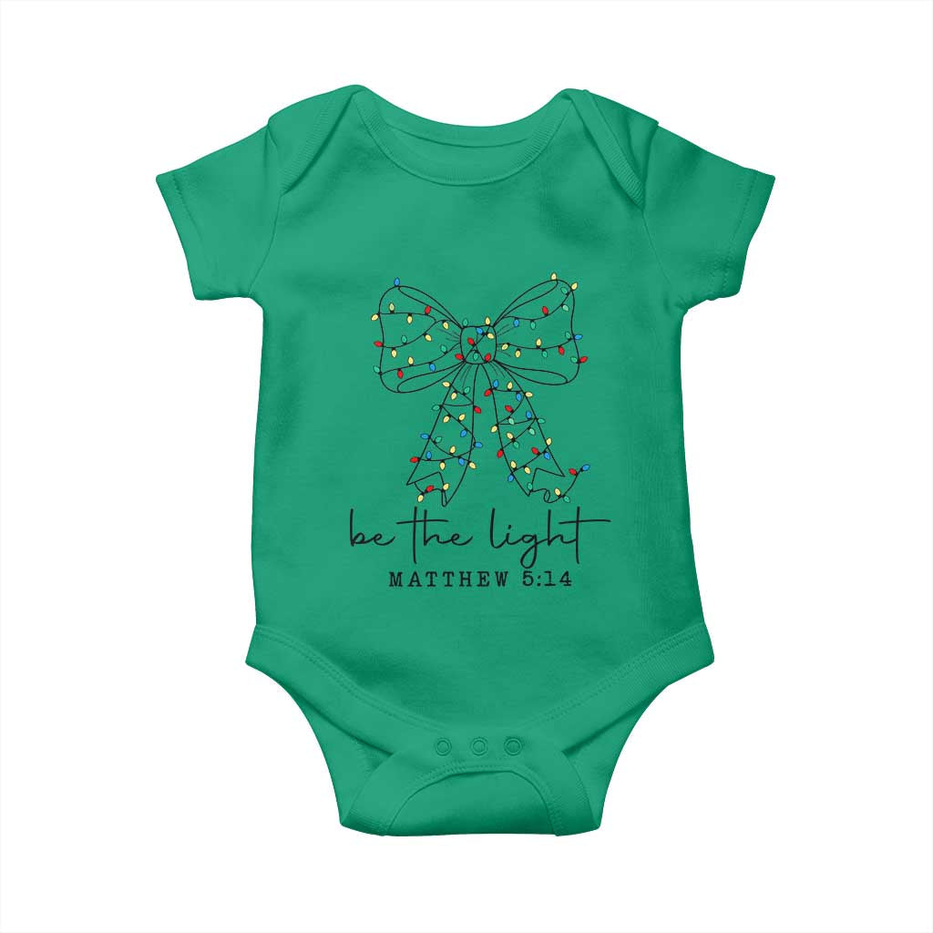 Be The Light Christmas Coquette Bow Baby Onesie Christian Religious Bible Verse - Wonder Print Shop