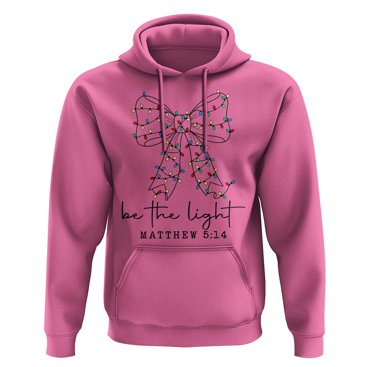 Be The Light Christmas Coquette Bow Hoodie Christian Religious Bible Verse - Wonder Print Shop