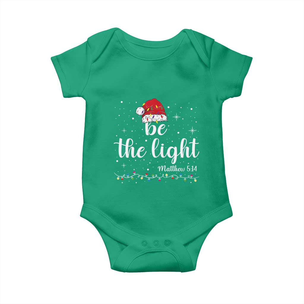 Be The Light Christmas Baby Onesie Christian Religious Bible Verse Santa Hat Pajama - Wonder Print Shop