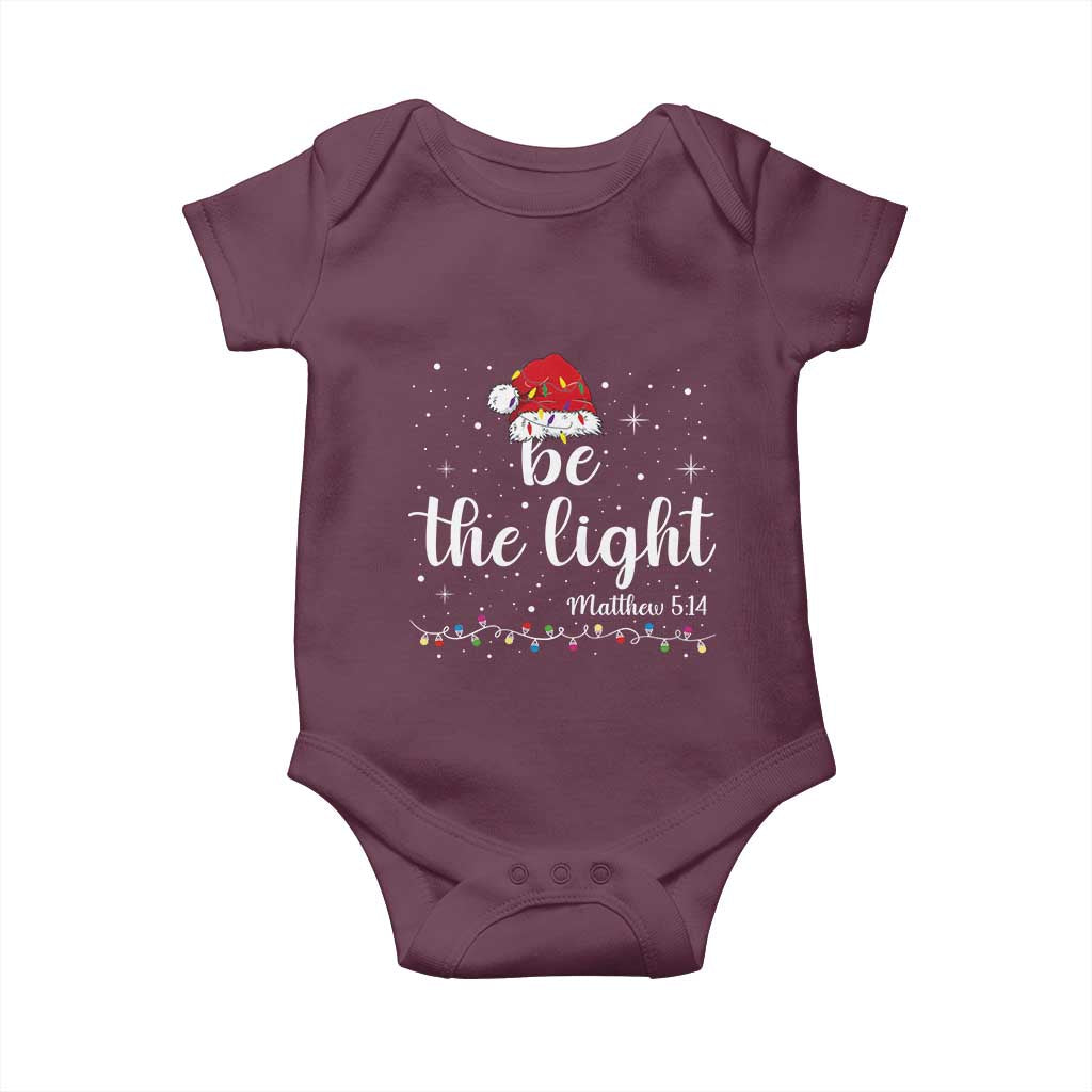 Be The Light Christmas Baby Onesie Christian Religious Bible Verse Santa Hat Pajama - Wonder Print Shop