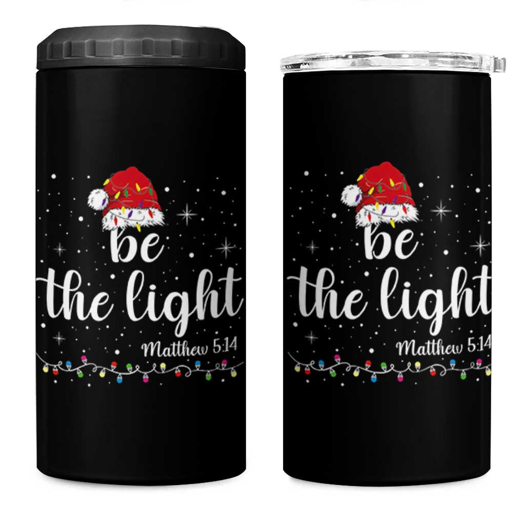 Be The Light Christmas 4 in 1 Can Cooler Tumbler Christian Religious Bible Verse Santa Hat Pajama - Wonder Print Shop