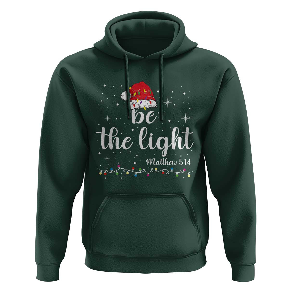 Be The Light Christmas Hoodie Christian Religious Bible Verse Santa Hat Pajama - Wonder Print Shop