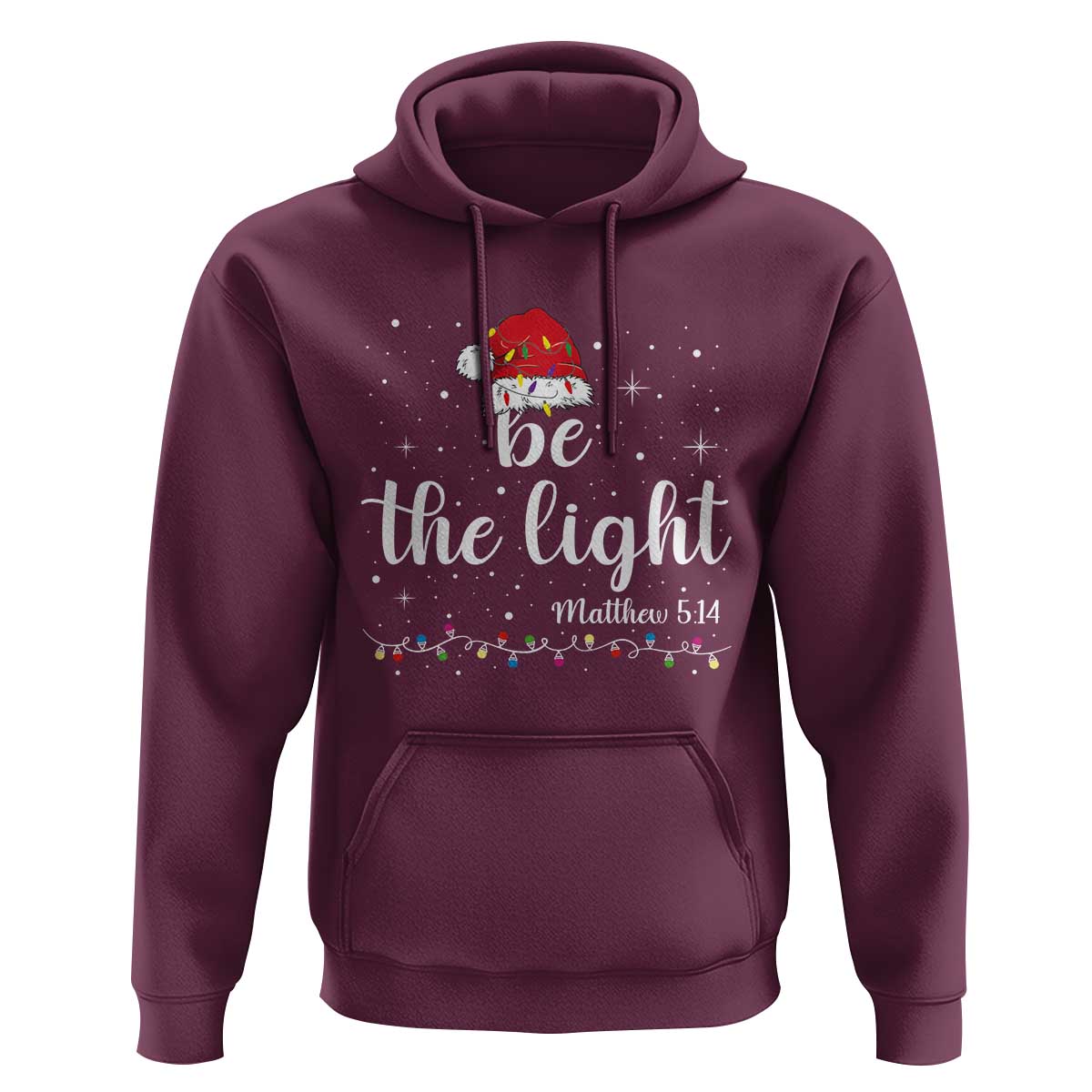 Be The Light Christmas Hoodie Christian Religious Bible Verse Santa Hat Pajama - Wonder Print Shop
