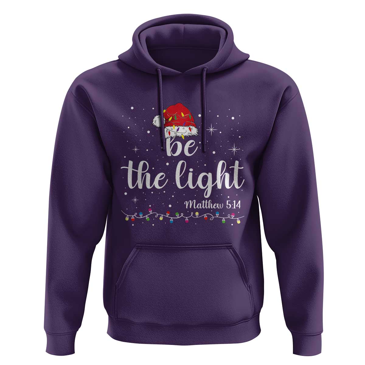 Be The Light Christmas Hoodie Christian Religious Bible Verse Santa Hat Pajama - Wonder Print Shop