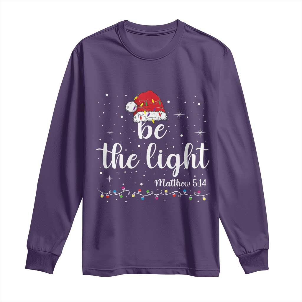Be The Light Christmas Long Sleeve Shirt Christian Religious Bible Verse Santa Hat Pajama - Wonder Print Shop
