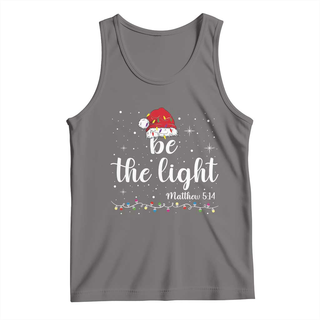 Be The Light Christmas Tank Top Christian Religious Bible Verse Santa Hat Pajama - Wonder Print Shop