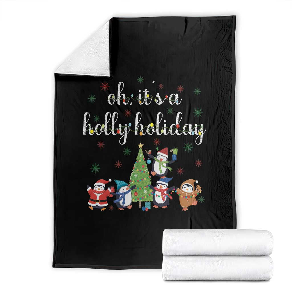 Penguins Christmas Throw Blanket Oh Its A Jolly Holiday Xmas Light - Wonder Print Shop